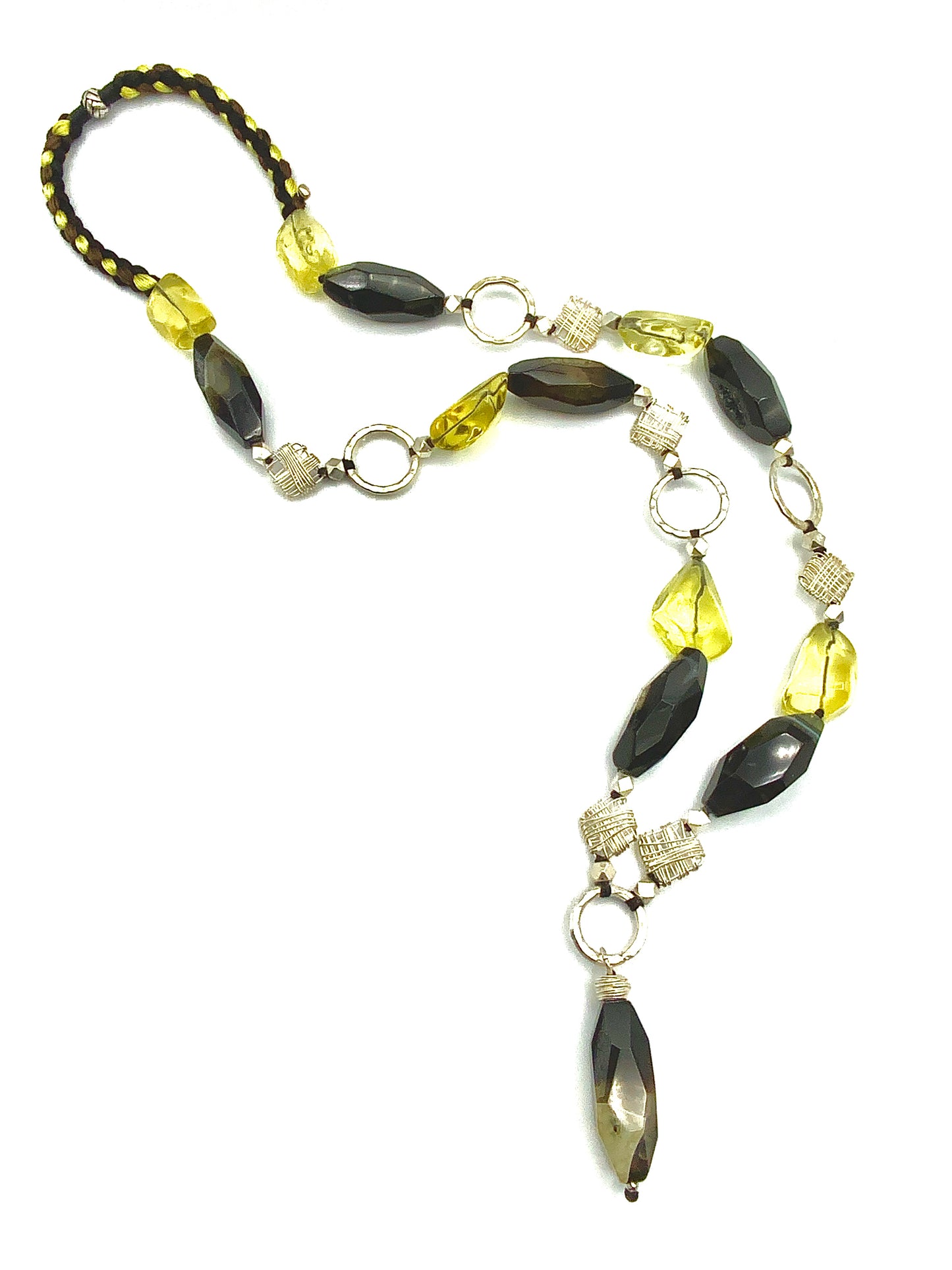 # 15 Bold & Long Lemon Quartz , Agate & Sterling Silver