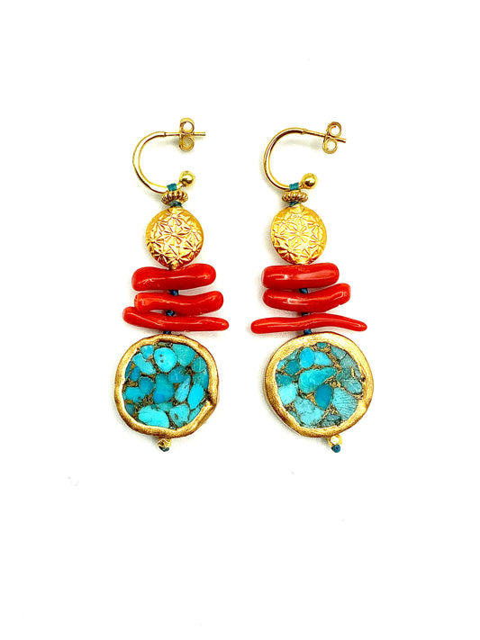 # 33 Turquoise coins & Coral Cupdoni