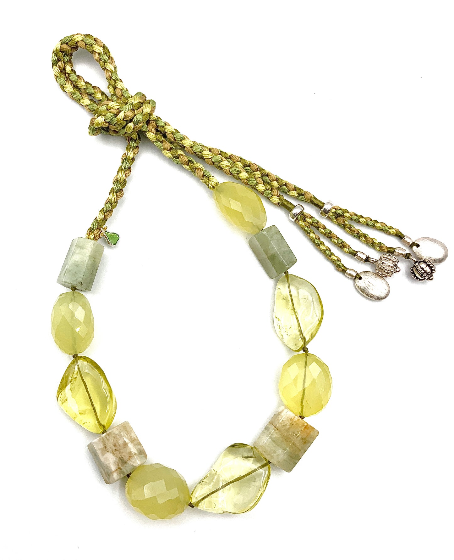 # 7 Yellow Chalcedony Nuggets , Lemon Quartz Faceted Pebbles =& Aquamarine Tubes