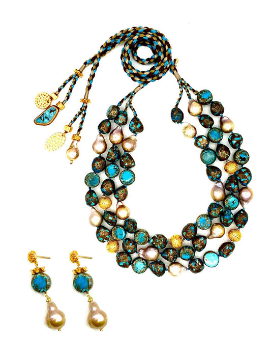 #43 Turquoise necklace & earrings set